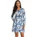 Ladies Women Stylish Long Sleeves Tie-Dye Dress Autumn Casual Dresses Plus Size