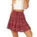 Sexy Dance Womens Floral Flared Short Skirt Polka Dot Pleated Mini Skater Skirt with Drawstring Ruffled Short Dress Holiday Paisley Mini Dress