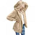 Women's Plus Size Faux Fur Hooded Jacket Jacket