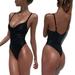 Kiapeise Women Sexy V-Neck Swimwear, Summer Sleeveless One-Piece Strap Swimsuit