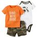 Carters Infant Boys 3-Piece Dinosaur Expert T-Shirt Bodysuit & Camo Short Set