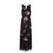 Adrianna Papell Boat Neck Keyhole Front Sleeveless Elastic Waist Floral Print Chiffon Dress-BLACK MULTI