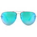 SUN LOUNGER Women's Oversized Metal Frame Classic Aviator Sunglasses with Spring Hinges - Mirror Teal Lenses on Gold Frame