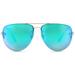 SUN LOUNGER Women's Oversized Metal Frame Classic Aviator Sunglasses with Spring Hinges - Mirror Teal Lenses on Gold Frame