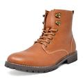 Bruno Marc Mens Classic Ankle Boots Lace Up Motorcycle Combat Boots Oxford Leather Outdoor Ankle Boots Shoes For Men STONE-01 BROWN Size 14