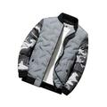 UKAP Mens Full Zip Up Insulated Bomber Jacket Warm Varsity Jacket with Camo Sleeves Stand Collar for Fall Winter