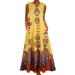 Women's Vintage Sleeveless Beach Maxi Dresses Summer Loose Floral Print Sundress