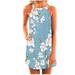 Bescita Women Summer Halter Charming Casual Sleeveless Halter Printing Dress