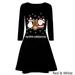 Ladies Fashion Christmas Long-Sleeved Printed A-Line Skirt Dress