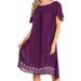 Sakkas Desma Women Casual Loose Summer off Shoulder Midi Boho Dress Cover-up - Purple - One Size