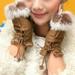 Bluelans Glovesï¼ŒWomen's Winter Faux Rabbit Fur Faux Leather Fingerless Mittens Wrist Gloves