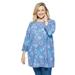 Woman Within Women's Plus Size Crochet-Trim Three-Quarter Sleeve Tunic