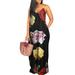 Julycc Womens Floral Print Sling Sundress Summer Beach Sleeveless Pocket Long Dress