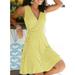 Women Printed Dress Vintage Belted V-Neck Sleeveless Mini Dress Holiday Beach Summer Vestido