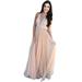 Jocestyle Sexy Women V Neck Halter Maxi Dress Rhinestones Night Party Gown (Pink M)