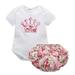 Kernelly Infant Newborn Toddler Baby Girls Cute Outfit Printed Short Sleeve Tops Romper Jumpsuit Bodysuit+Pants Set