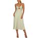 UKAP Strappy Cami Dress for Trendy Lady Sleeveless Bow Knot Front Sexy Sling Dress Womens V-Neck Backless Pockets Swing Dress Green M(US 6)