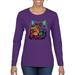 If You're Nice I Might Let You Live With Me Colorful Cat Animal Lover Womens Graphic Long Sleeve T-Shirt, Purple, 2XL