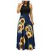 Cotonie Women Summer Sleeveless Floral Print Sundress Casual Swing Dress Maxi Dress