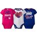 NFL New York Giants Baby Girls Short Sleeve Bodysuit Set, 3-Pack