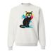 Cool California Beach Kitten Silhouette Sun Cat Mens Cat Lover Crewneck Graphic Sweatshirt, White, X-Large