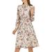 Women's Vintage Floral Tie V Neck Smocked Waist Ruffle Dresses