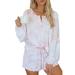 Women Hip Hop Tie Dye Tracksuit Lounge Wear Suit Gradient T-shirt Top+Shorts Set Ladies Drawstring Shorts and Long Sleeve Pullover Blouse Tops Co Ord Set Jogger PJ Sets