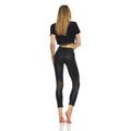 Athleisure Leather Look Yoga Pants high-Rise Gym Leggings Bottoms only Python Black Tall Size Small