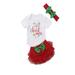 3PCS My 1st Christmas Baby Girls Princess Romper+Tutu Ruffle Short Bloomer+Head