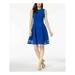 CALVIN KLEIN Womens Blue Sleeveless Jewel Neck Knee Length Sheath Dress Size 8