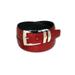OSTRICH Pattern RED Color BONDED Leather Men's Belt Silver-Tone Buckle Regular