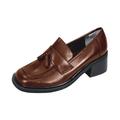 PEERAGE Rhona Women's Wide Width Slip-On Casual Tassel Leather Shoes BROWN 9