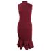 Michael Michael Kors Women's Mock-Neck Knit Flounce Dress (XS, Dark Brandy)
