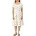 Allegra K Women's Square Neck Peasant Midi Fit and Flare A-Line Floral Print Dress
