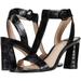 LOUISE ET CIE Nalah Black Croc Leather Flattered Block Heel T-strap Open Toe Sandals (8.5)