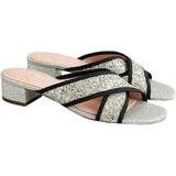 J.Crew Glitter Floral Sandal Light Silver