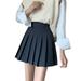 Zupora Women's Pleated A-line Solid Color High Waist Button Plain Mini Skirt Flare Skirt Skater Tennis Dress School Uniform Skirts for Girls, S-XL