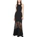 Fame And Partners Womens Lace Inset Open Back Evening Dress