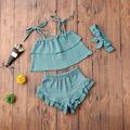 Kids Girls Halter Crop Tank Tops Ruffle Shorts and Headband Outfits