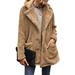 DYMADE Women's Warm Winter Long Sleeve Lapel Button Faux Shearling Shaggy Coat Jacket With Pockets