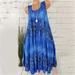 Women's Round Neck Digital Flower Printed Sleeveless Plus Size Shift Dress