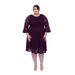 SLEEKTRENDS Womens Plus Size Sequin Lace Bell Sleeve Fit and Flare Party Dress - 26W, Plum