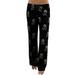 Bowake Women Lady Causal Daily High Waist Skull Print Wide Calf Length Long Leg Pants, please buy one or two sizes larger than normal