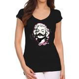 Junior's Marilyn Monroe Mustache Black V-Neck T-Shirt 2X-Large Black