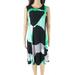 DKNY Womens Green Printed Sleeveless Jewel Neck Knee Length Shift Dress Size 12