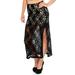 Women's Crochet Lace Lined Side Slit High Waist Pencil Long Skirt