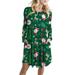 UKAP Womens Long Sleeve Crew Neck Christmas Pattern Dress Flare Swing Cocktail Party Dresses Ladies Pockets Xmas Dress New Year Christmas Dresses Gifts