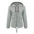 Fashion Thin Section Ladies Waterproof Clothing Hooded Drawstring Outdoor Hiking Rain Jacket Jacket