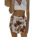 Womens High Waisted Floral Print Shorts Summer Beach Loose Casual Hot Pants with Button