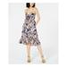 MAISON JULES Womens Navy Floral Spaghetti Strap V Neck Midi Shift Dress Size 4